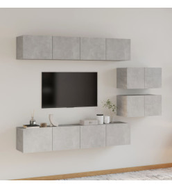 Ensemble de meubles TV 6 pcs Gris béton Bois d'ingénierie