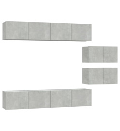 Ensemble de meubles TV 6 pcs Gris béton Bois d'ingénierie