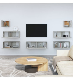 Ensemble de meubles TV 7 pcs Gris béton Bois d'ingénierie