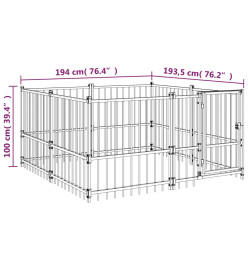 Chenil d'extérieur pour chiens Acier 3,75 m²