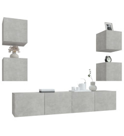 Ensemble de meubles TV 6 pcs Gris béton Bois d'ingénierie