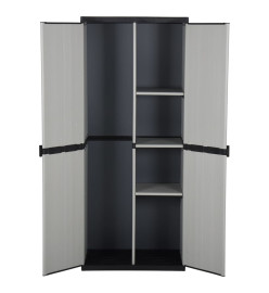 Armoire de rangement de jardin 3 étagères Gris/noir 68x40x168cm