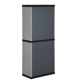 Armoire de rangement de jardin 3 étagères Gris/noir 68x40x168cm