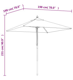 Parasol de jardin avec mât en bois anthracite 198x198x231 cm