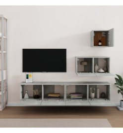 Ensemble de meubles TV 4 pcs Gris béton Bois d'ingénierie