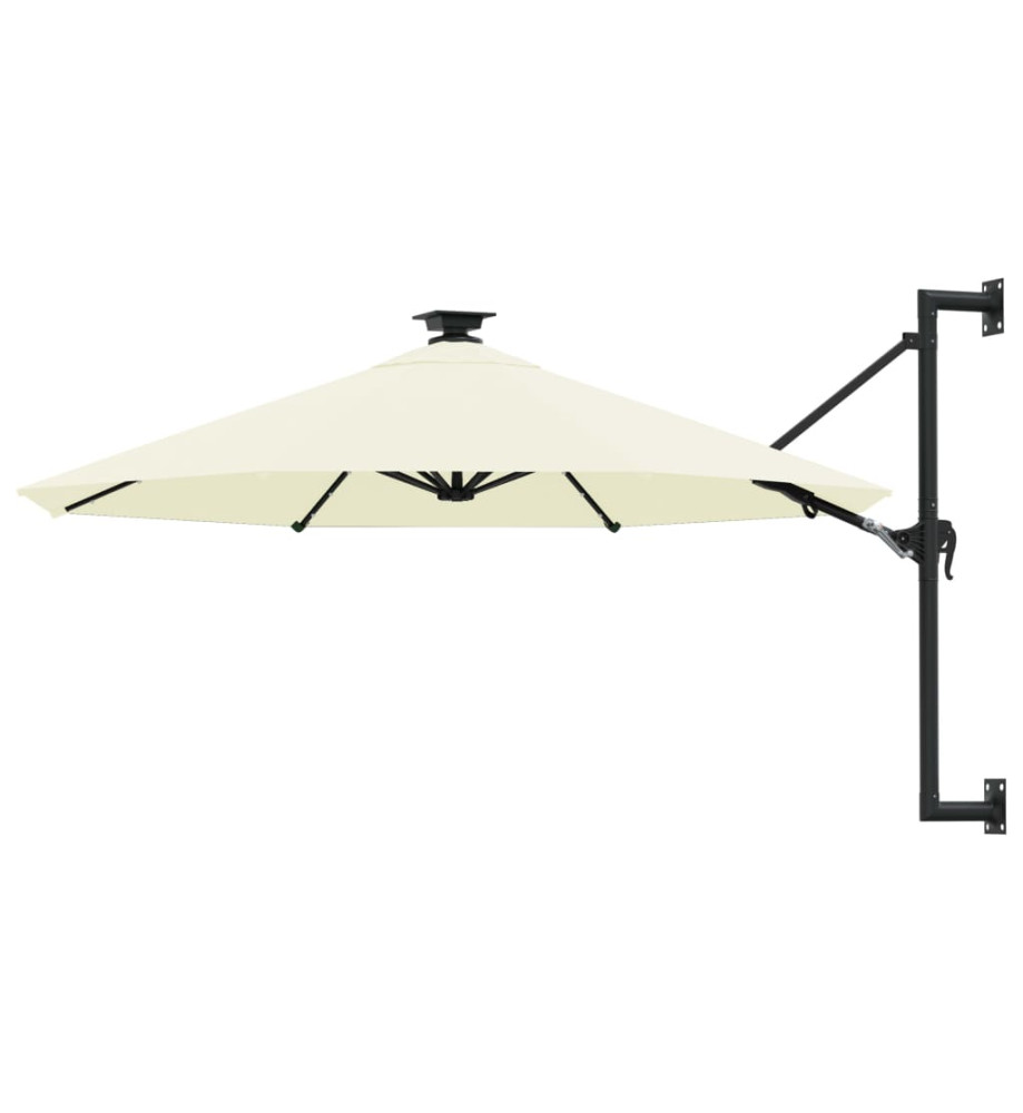 Parasol mural avec mât métallique et LED 300 cm Sable