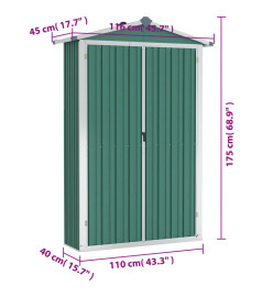 Abri de jardin Vert 116x45x175 cm Acier galvanisé