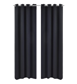 Rideau occultant 2 pcs avec œillets métalliques 135x175 cm Noir