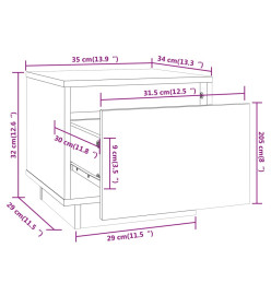 Table de chevet Blanc 35x34x32 cm Bois de pin solide