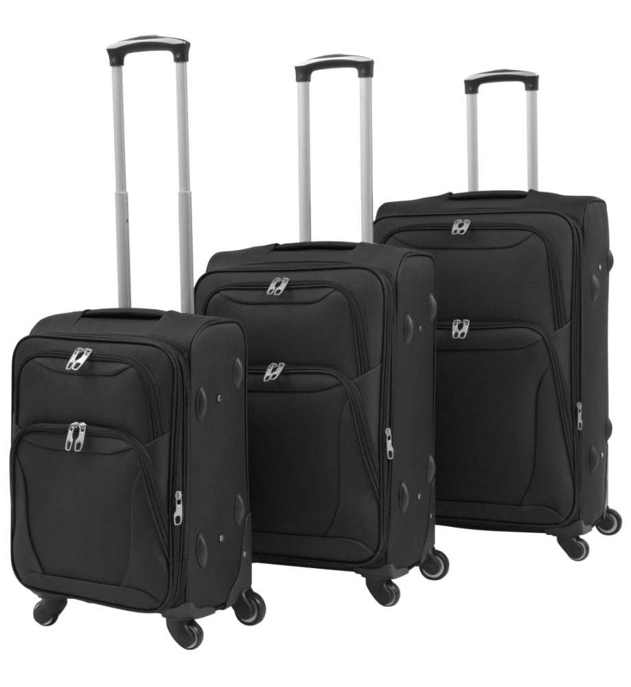 Ensemble de valises souples 3 pcs Noir