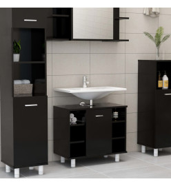 Ensemble de meubles de salle de bain 3 pcs Noir Aggloméré