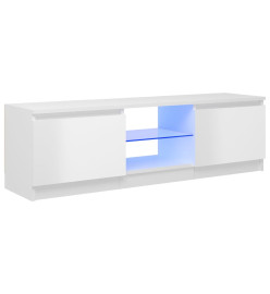 Meuble TV avec lumières LED blanc brillant 120x30x35,5 cm