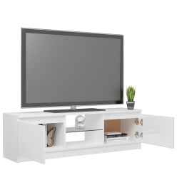 Meuble TV avec lumières LED blanc brillant 120x30x35,5 cm