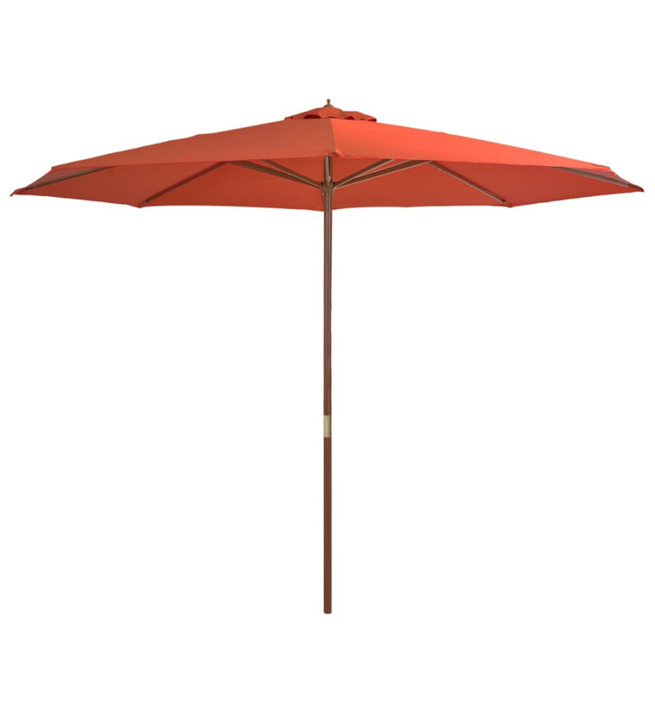 Parasol avec mât en bois 350 cm Terre cuite