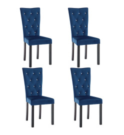 Chaises à manger lot de 4 bleu foncé velours