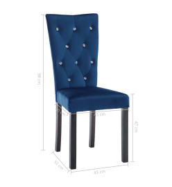 Chaises à manger lot de 4 bleu foncé velours