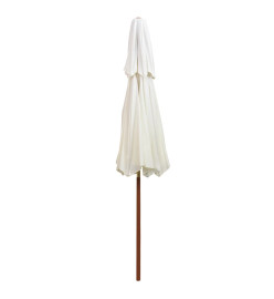 Parasol de terrasse 270 x 270 cm Poteau en bois Blanc crème