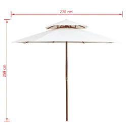 Parasol de terrasse 270 x 270 cm Poteau en bois Blanc crème