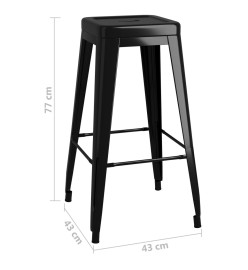 Tabourets de bar empilables lot de 2 noir métal