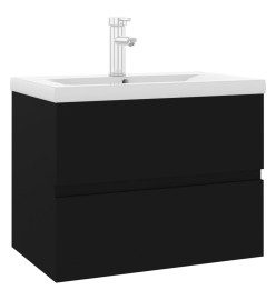 Armoire d'évier avec lavabo intégré Noir Aggloméré