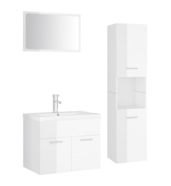 Ensemble de meubles de salle de bain Blanc brillant Aggloméré