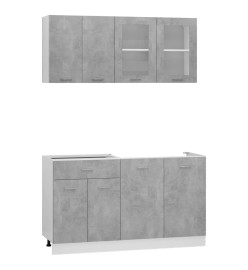 Ensemble de meubles de cuisine 4 pcs Gris béton Aggloméré