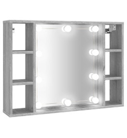 Armoire à miroir avec LED Sonoma gris 76x15x55 cm