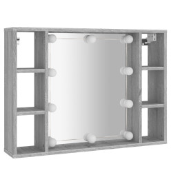 Armoire à miroir avec LED Sonoma gris 76x15x55 cm