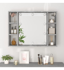 Armoire à miroir avec LED Sonoma gris 76x15x55 cm