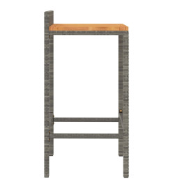 Tabourets de bar 4 pcs gris résine tressée et bois d'acacia