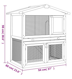 Clapier d'extérieur 3 portes Marron Bois