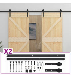 Porte coulissante avec kit de quincaillerie 90x210cm Pin massif