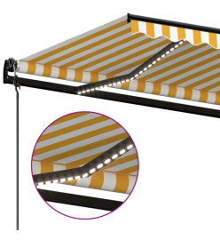 Auvent automatique capteur de vent/LED 400x350cm Jaune et blanc