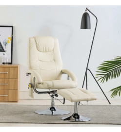 Fauteuil de massage avec repose-pied blanc crème similicuir