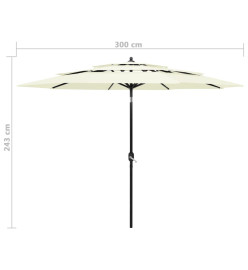 Parasol à 3 niveaux avec mât en aluminium Sable 3 m