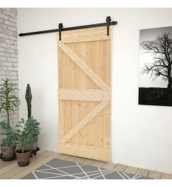 Porte coulissante avec kit de quincaillerie 90x210cm Pin massif