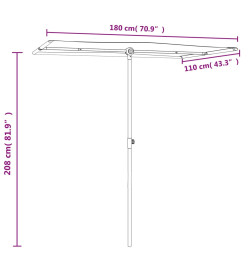 Parasol d'extérieur avec mât en aluminium 180x110 cm Anthracite