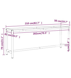Cadre banc de travail Noir mat et rouge mat 210x50x79 cm Métal