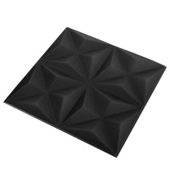 Panneaux muraux 3D 24 pcs 50x50 cm Noir origami 6 m²