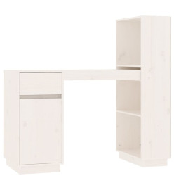 Bureau Blanc 110x53x117 cm Bois massif de pin