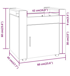 Chariot de bureau Chêne sonoma 60x45x60 cm Bois d'ingénierie