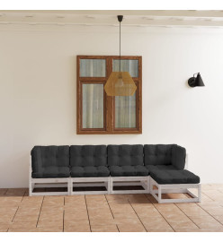 Salon de jardin 5 pcs avec coussins Bois de pin massif