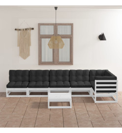 Salon de jardin 7 pcs avec coussins Bois de pin massif