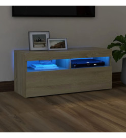 Meuble TV avec lumières LED chêne sonoma 90x35x40 cm