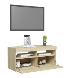 Meuble TV avec lumières LED chêne sonoma 90x35x40 cm