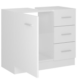 Armoire d'évier Blanc brillant 63x30x54 cm Aggloméré