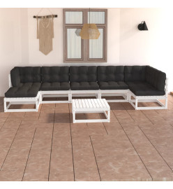 Salon de jardin 8 pcs avec coussins Bois de pin massif