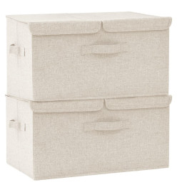 Boîtes de rangement 2 pcs Tissu 50x30x25 cm Crème