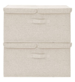 Boîtes de rangement 2 pcs Tissu 50x30x25 cm Crème