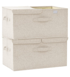 Boîtes de rangement 2 pcs Tissu 50x30x25 cm Crème